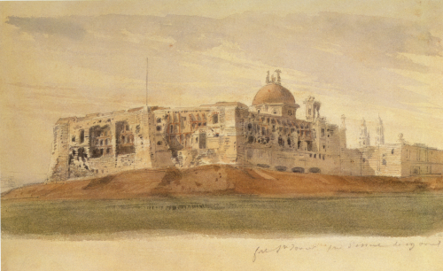 Jean-Adolphe Beaucé, Fuerte de San Javier en Puebla, 1863, lavado, CBNM
