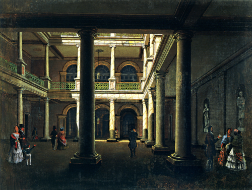 Pedro Gualdi, Patio del Teatro Nacional, ca. 1846, óleo sobre tela, CBNM